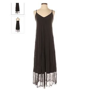 ANTHROPOLOGIE ERI + ALI Black Slip Dress w/ Lace S